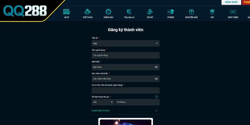 Đăng Ký QQ288 Hướng Dẫn Thao Tác Cho Người Mới Bắt Đầu 5 Các điều kiện cơ bản để tạo tài khoản thành viên dễ dàng