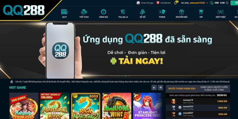 Tải App QQ288 Trải Nghiệm Đỉnh Cao Ngay Trên Di Động 2 Dễ dàng thao tác với giao diện trực quan khi sử dụng app