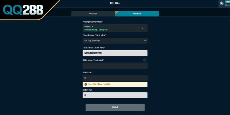 Rút Tiền QQ288 Siêu Tốc Và Nhanh Chóng Cho Mọi Hội Viên 4 Thông tin hội viên cá cược phải đảm bảo chuẩn xác